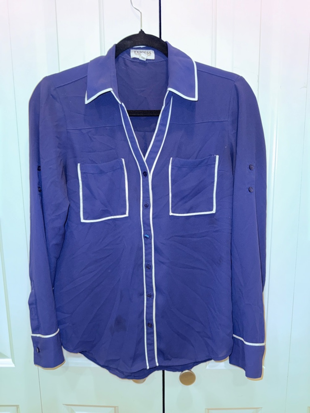 Express Portofino Shirt in Deep Violet with White Label